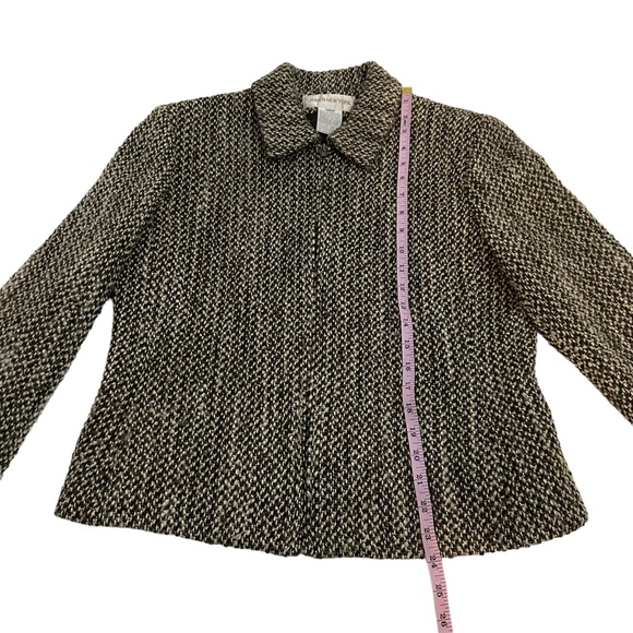 Jones New York Vintage Shades Of Brown Wool Silk Tweed Zip Up Blazer, Size 10 - Picture 6 of 10